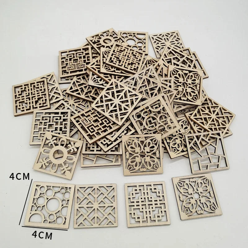 Description Picture 2 of item20pcs Laser Cut Wood Embellishment Hollow Out Square Flower Shape Wood Discs Unfinished Wood Cutout for Arts Crafts DIY Decor