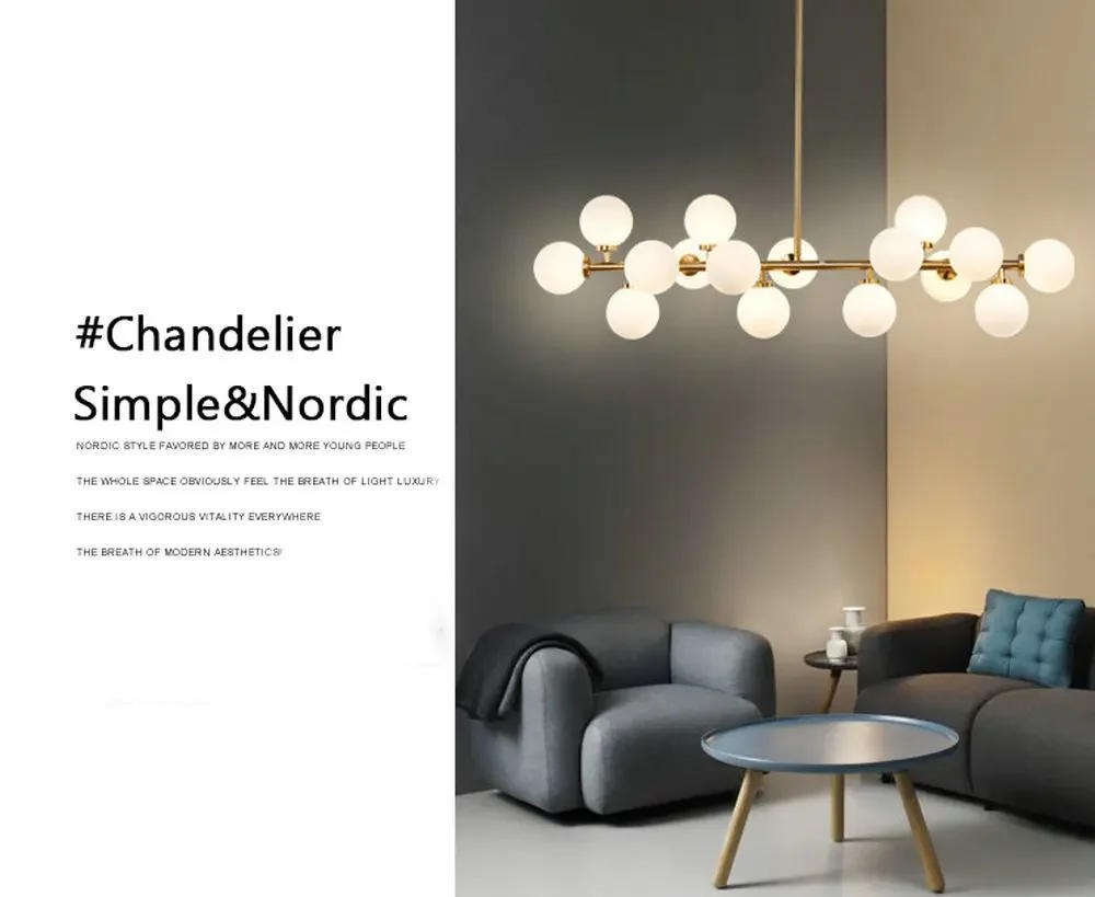 Description Picture 5 of itemNordic Modern Pendant Lamp Luxury Home Decor Lighting Fixtures Glass Round Lampshade Chandelier for Restaurant Villa