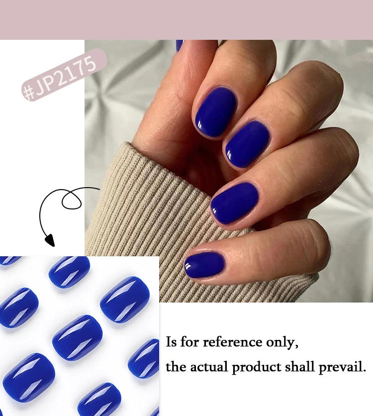 Description Picture 6 of itemSolid Color Glossy Wearable Nail Art Lovely Short Round Fake Nails Detachable Finished False Nails Press on Nails with Glue