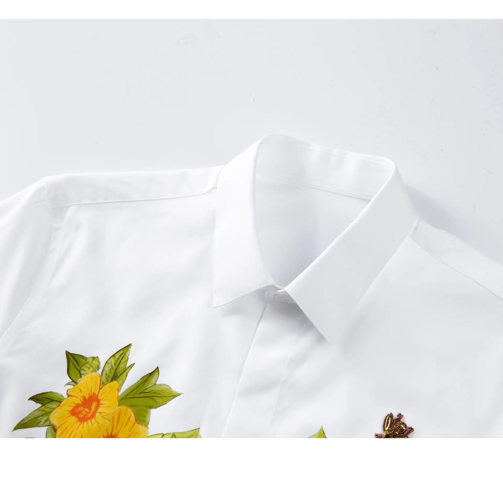 Description Picture 5 of itemBrand 2023 Autumn Winter Flower Shirts Men High-quality Long Sleeve Casual Business Dress Shirt Social Party Tuxedo Men Clothing