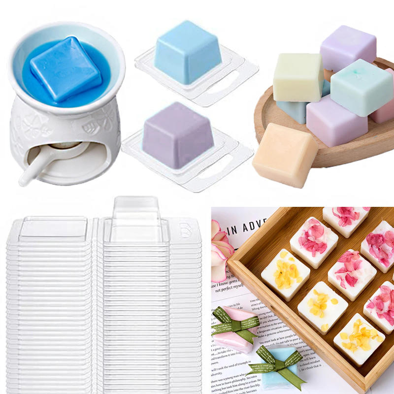 Description Picture 3 of item10PCS 20PCS Wax Melting Clam Shell Molds Square Clear Plastic Cube Tray DIY Candle Container for Scented Candle Making and Soap