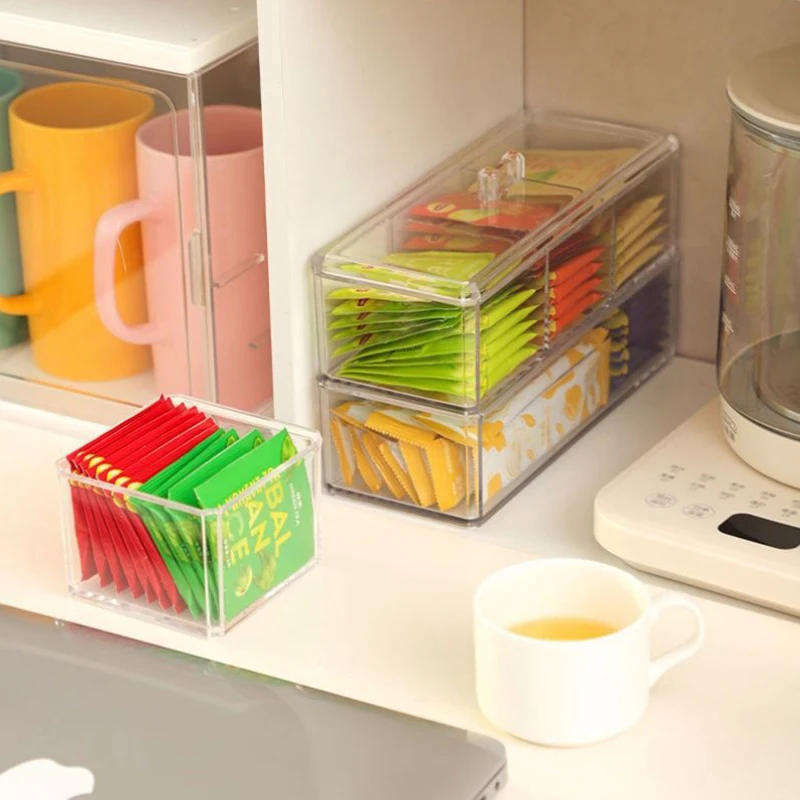 Description Picture 2 of itemTea Bag Storage Box Drawer Type Coffee Capsule Sorting Box Acrylic Sealed Storage Jar with Lid Tea Coffee Sugar Container