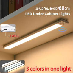 60cm LED Under Cabinet Lights Wireless Motion Sensor Night Light Ultra Thin Lights for Kitchen Bedroom Closet Cabinet Lighting