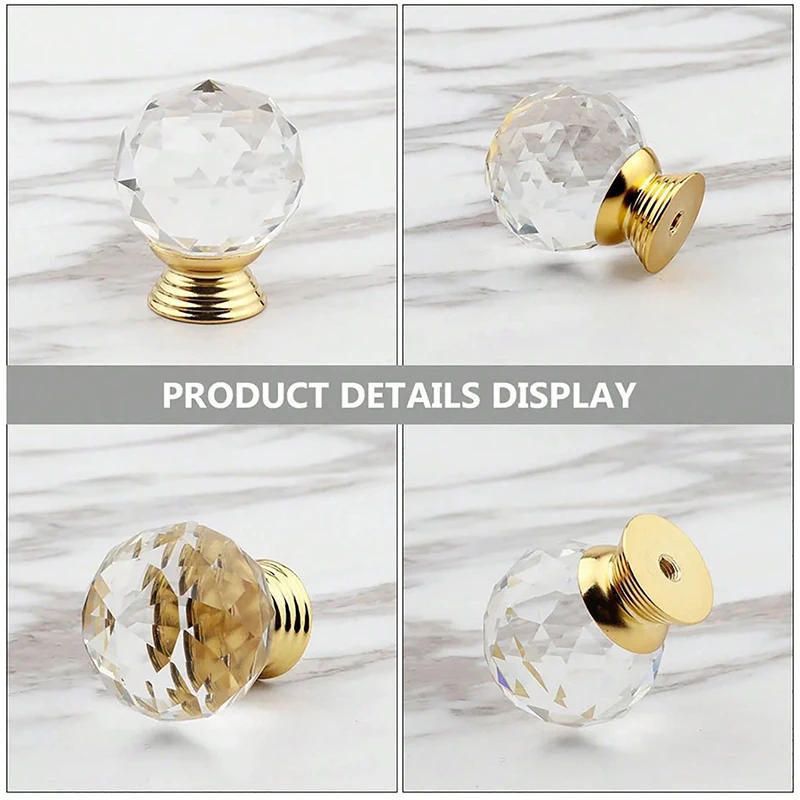 Description Picture 3 of item4Pcs Crystal Knob for Furniture Cabinet Kitchen Handles Drawer Knobs Dresser Handle Cupboard Pulls