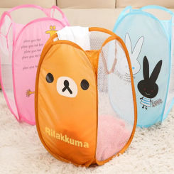 Foldable Laundry Hamper Basket With Handling Pop Up Mesh Bear Baskets Storage For Dirty Clothes Toys Folding Dirty Laundry Bin