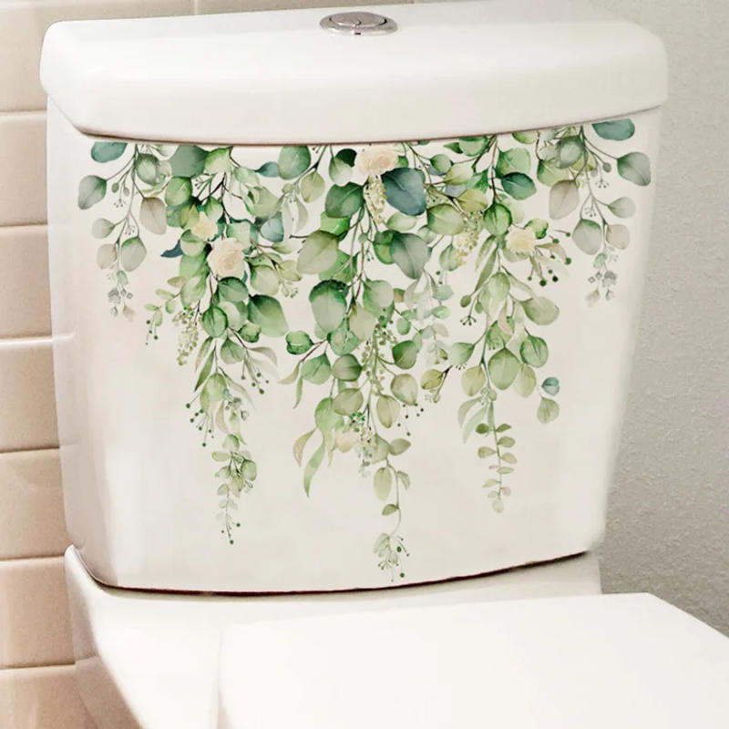 Description Picture 4 of itemBeautiful Green Plant Flowers Wall Sticker Toilet Bathroom Cabinet Decor Decals Living Room Home Decoration Self-adhesive Mural