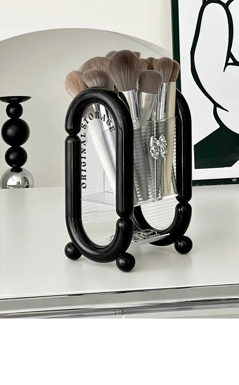 Description Picture 2 of itemMakeup Brush Storage Bucket Display Cosmetic Skincare Transparent Clear Pen Holder Acrylic Table Bathroom Office Desk Stationery