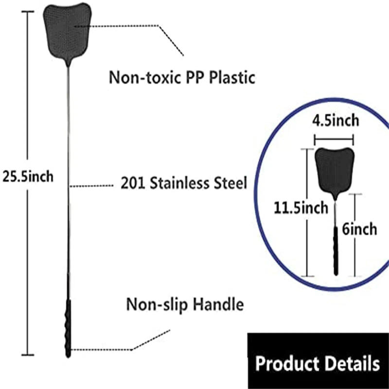 Description Picture 4 of itemTelescopic Fly Swatters Durable Plastic Heavy Duty Flyswatter With Stainles Black Plastic Anti Slip Design Fly Swatter