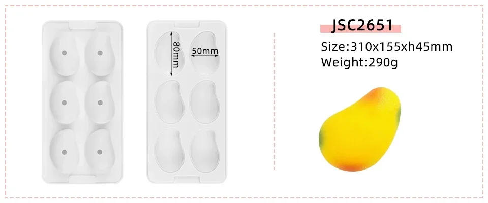 Description Picture 4 of itemFruit Silicone Mold for Pastry Desserts Mousse Cake Mold for Baking 3D Apple Pear Peach Lemon Cherry Strawberry Form Tray