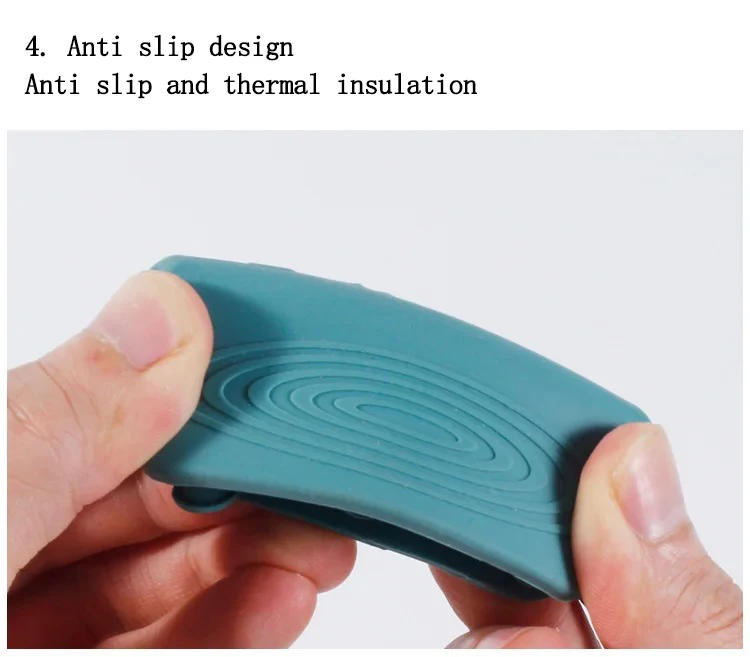 Description Picture 5 of item2/8 Silicone Pan Handle Cover Heat Insulation Covers Pot Ear Clip Non-slip Steamer Casserole Pan Handle Holder Kitchen Tools