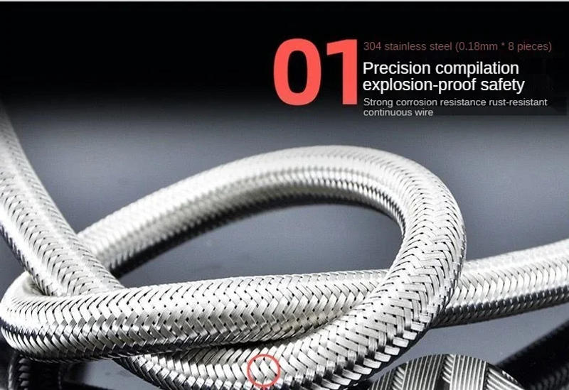 Description Picture 5 of item50/80cm 1/2 Inch Explosion Proof Pipe Hose Braided Flexible Faucet Water Pipe for Kitchen Bathroom Toilet Pipe