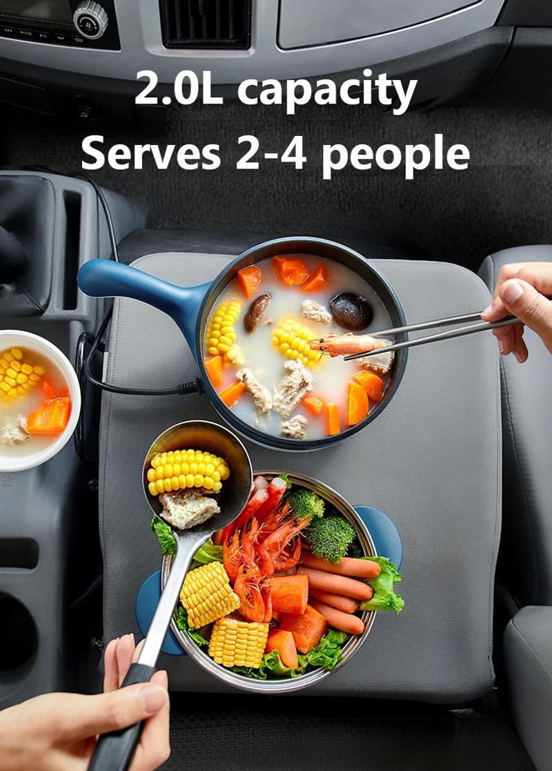Description Picture 3 of item2L Multicooker for Car Truck 12V 24V Non-stick Electric Rice Cooker Food Steamer Stir-fry pan Car-mounted Hot pot Noodles Boiler