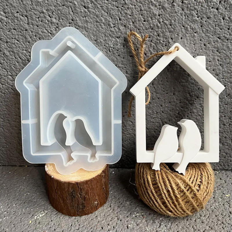 Description Picture 3 of itemArt Bird Silicone Mold 3D Animal Bird Resin Soap Cement Crafts Mold Hollow Bird House Aroma Plaster Hanging Ornament Mould