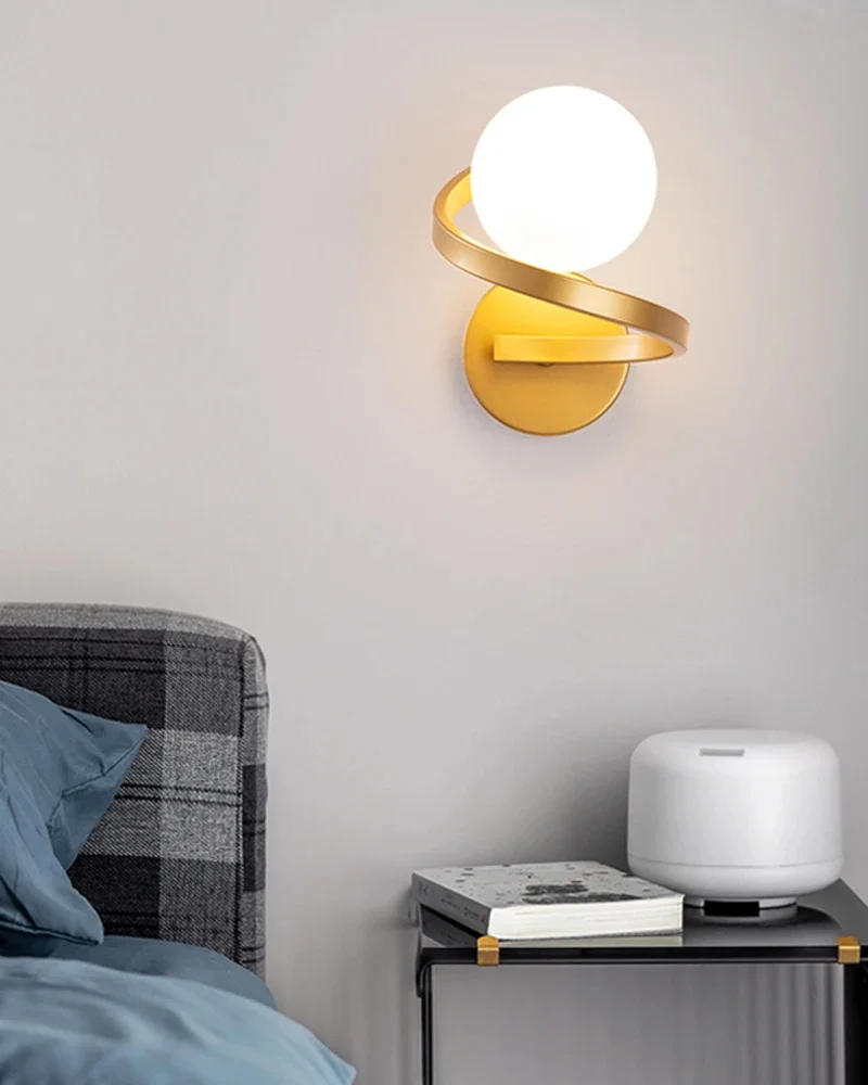 Description Picture 5 of itemBlack Gold Circular Glass Wall Lights AC85-265V Light Fixture For Bedroom Aisle Study Bedside Indoor LED Wall Lamps For Corridor