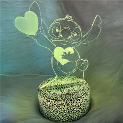 3D Illusion Ange & Stitch Night Light Smart Touch Stitch Lamp Stitch Room Decor for Children Birthday Christmas Stitch Gifts