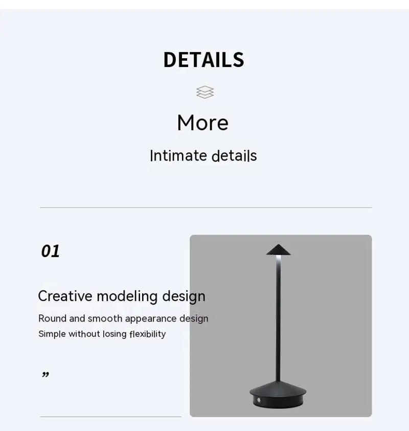 Description Picture 5 of itemRechargeable Table Lamp Creative Dining Touch Led Hotel Bar Coffee Pina Pro Table Lamp Lampada Da Tavolo Decorative Desk Lamp
