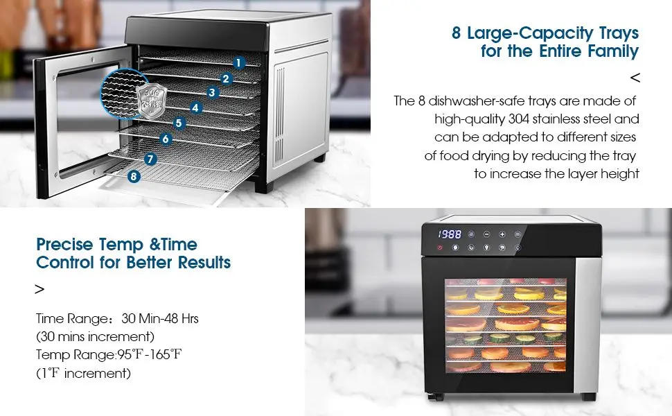 Description Picture 5 of itemFood Dehydrator Machine 8 Trays Stainless Steel Dehydrator Machine, Capacity Dehydrators