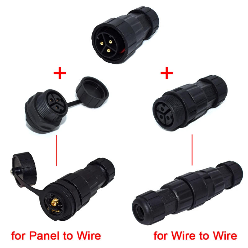 Description Picture 3 of itemM25 Connector Male Female Wire or Panel Mount 3Pin Welding Power Plug Waterproof for WVC600W-2800W Solar Grid Tie Micro Inverter