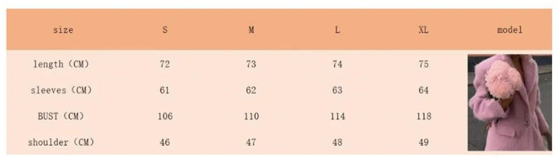 Description Picture 4 of itemWomen's Fashion Lapel Pink Coats Single Breasted Long Sleeve Elegant Coat Autumn Winter Warm Blazer Casual Pockets Lady Outwear