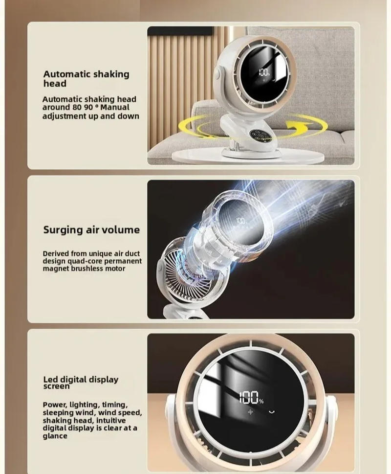 Description Picture 5 of itemPortable Desktop Fan Car Fan For Home Office Dormitory USB Small Electric Fan Air circulators High Wind wall-mounted Table Fan