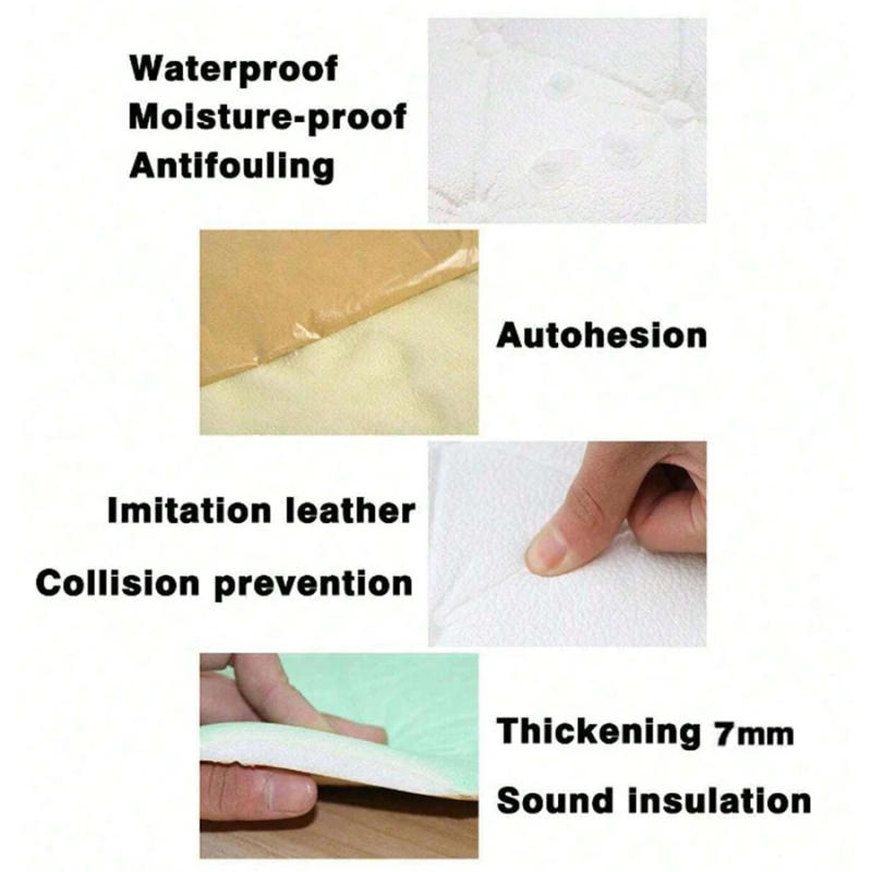 Description Picture 3 of item3D Wall Stickers Wallpaper Self-adhesive Thicken Tatami Anti-collision Wall Mat Pad Kids Bedroom Living Room Soft Foam Cushion