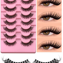GROINNEYA Manga Lashes 3D Natural Clear Band Lashes Natural Look Faux Mink Wispy Mink Eyelashes Extension Makeup