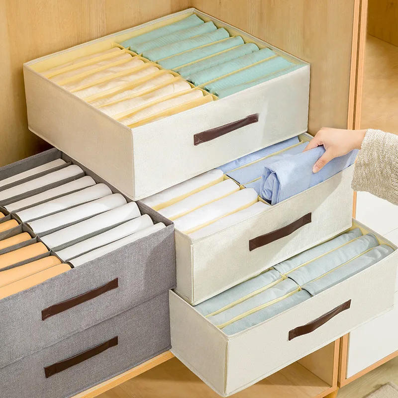 Description Picture 6 of itemDouble Grids Clothes Organizer Cabinet Drawers Organizer For Underwear Socks Pants Storage Boxes Room Wardrobe Closet Organizers