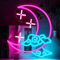Moon Cloud Neon Sign for Wall Decor, Dimmable Moon Star Led Signs for Room Bedroom Home Party Game Zone Salon Pub  Birthday Gift
