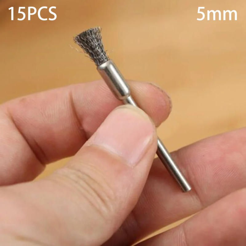 Description Picture 6 of item15Pc 5mm Wire Brush Remove Rust Polishing Brush Stainless Steel Handle For Mold Grinder Electric Rotary Drill Accessories