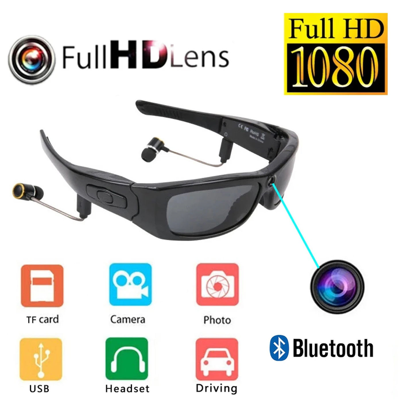 Description Picture 3 of itemWearable HD 1080P Glasses Camera Polarized Sunglasses Mini Camera Video Recorder Security Sports DV DVR Surveillance Camcorder
