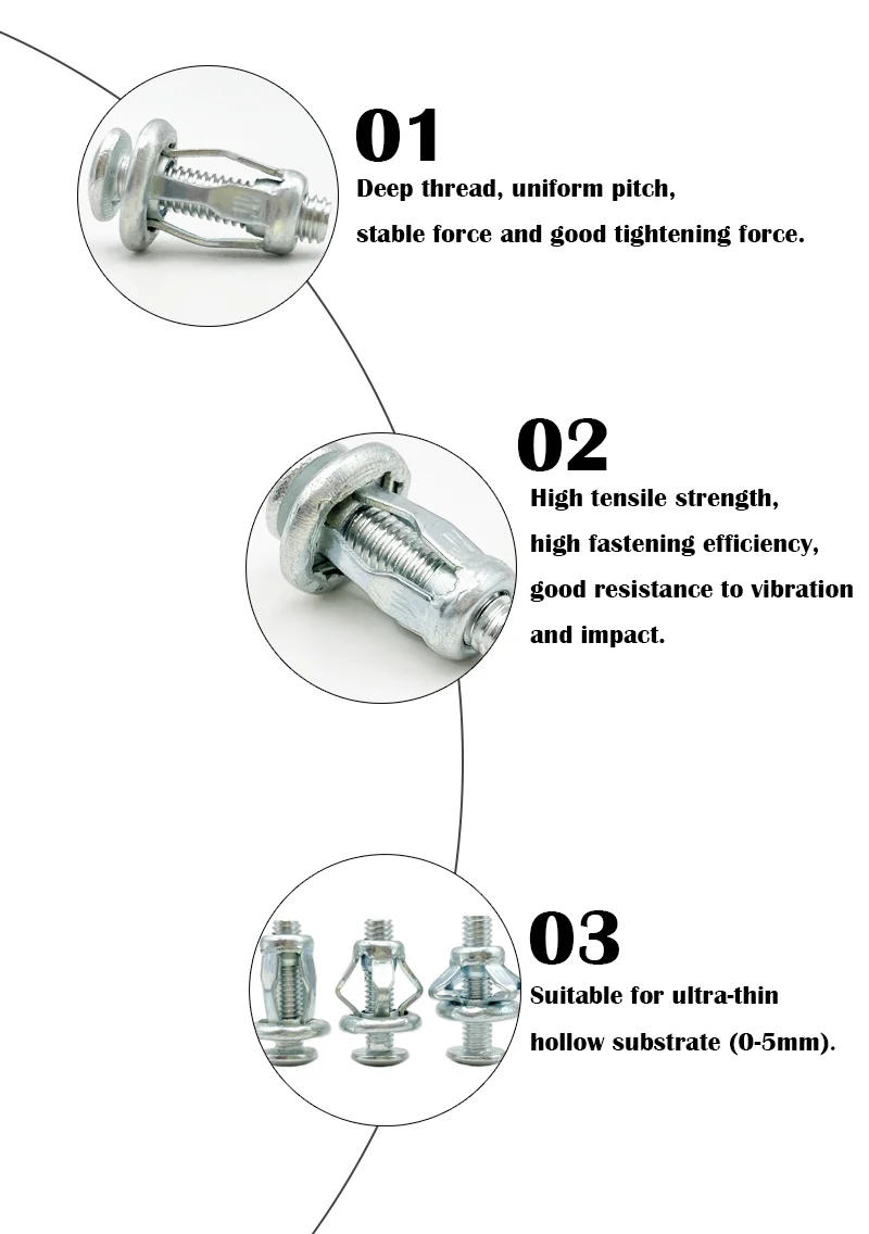 Description Picture 2 of itemExpansion Clamp Petal Rivet Lock Jack Nut Bolt Set Steel Hollow Wall Iron Rivet Riveter Fixed License Plate For Car Screw M4 M5