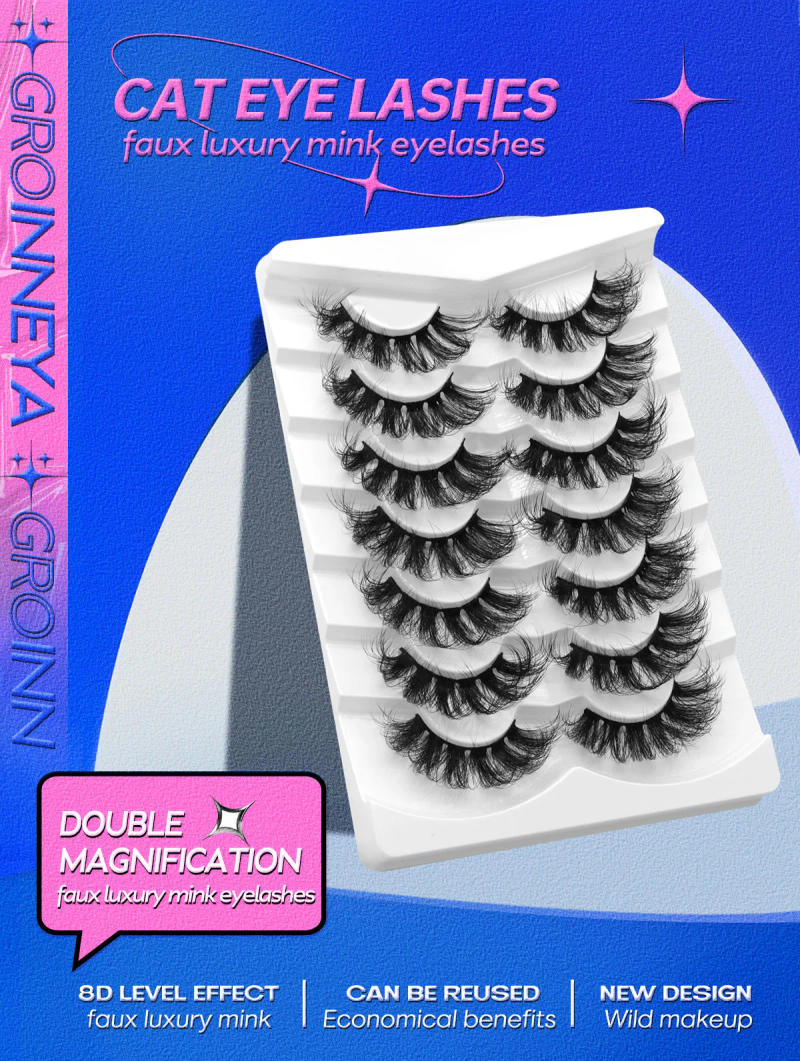 Description Picture 2 of itemLashes 5/7 Pairs Eyelashes Faux Mink Eyelashes Long Lasting Fluffy Mink Lashes Dramatic Volume lashes Extension Thick Long