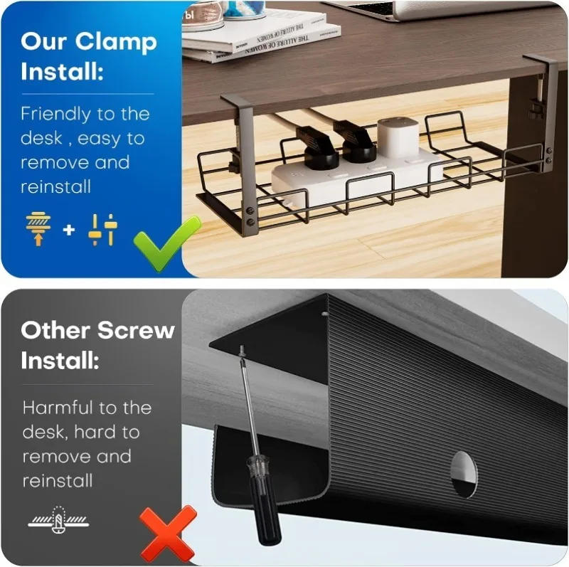 Description Picture 4 of itemStorage Rack-No Drill Under Desk Cable Management Tray, Sturdy Metal Wire Organizer Under Desk Basket for Office and Home
