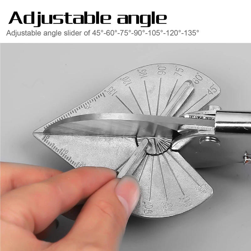 Description Picture 3 of item45-135 Degree Multi Angle Miter Shear and 20 Replacement Blades Hand Tool Scissors For PVC PE Soft Wood Plastic Duct Cutter
