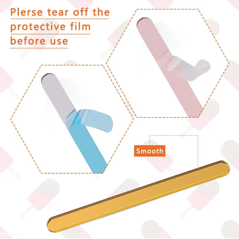 Description Picture 5 of itemFood Grade Acrylic Ice Cream Sticks 10Pcs/set Colorful Light Popsicle Stick Stirring Rod Distinguishing Labels Kitchen Tools