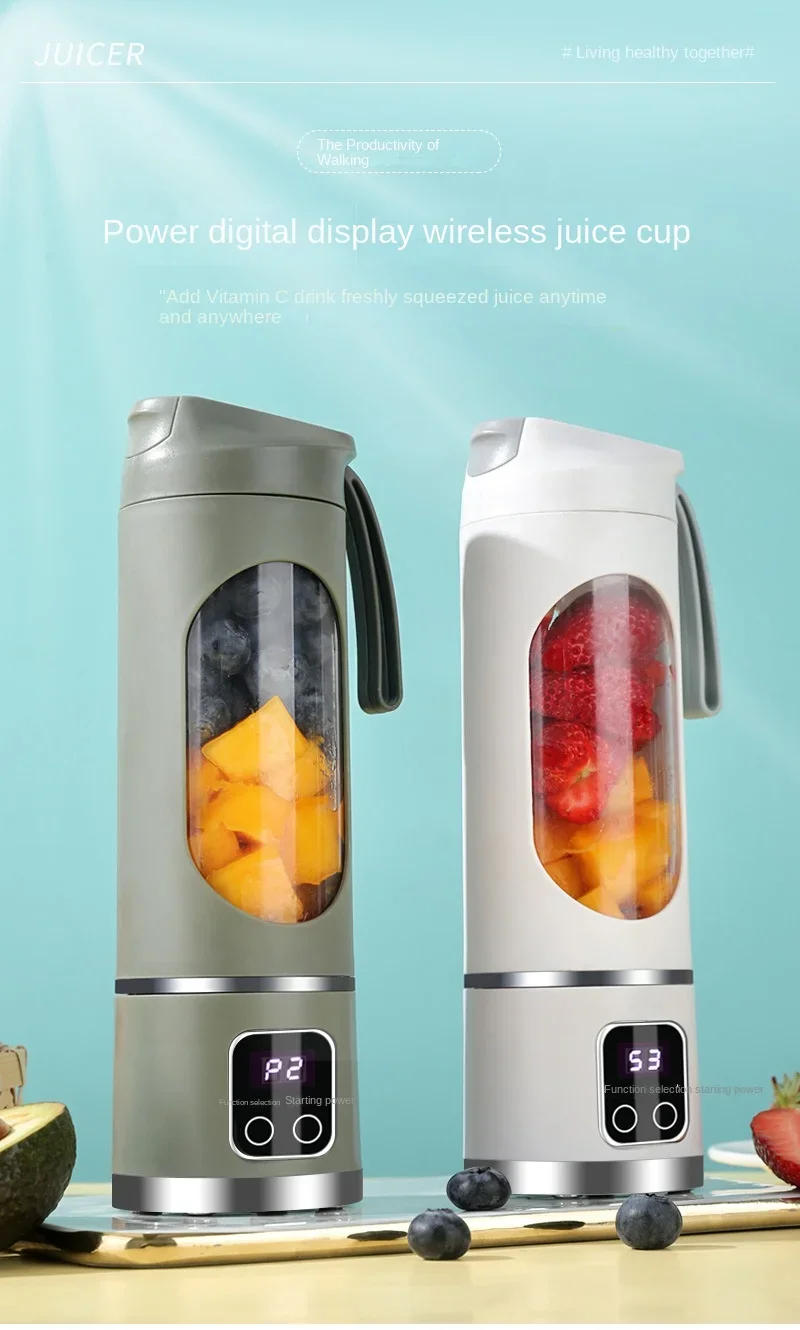 Description Picture 3 of itemHousehold  Mixer Machine Portable Blender Crushed  Electric Juicer With 3 Speed 450ML Large Capacity Digital Display Juice Cup