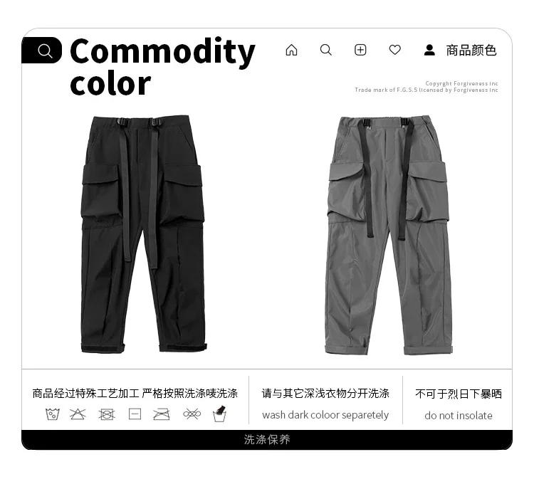 Description Picture 4 of itemUnisex spring Men's clothes Harajuku Loose Technology oversize Trendy HipHop Cargo jogger pants Multi-pocket Drawstring Overalls