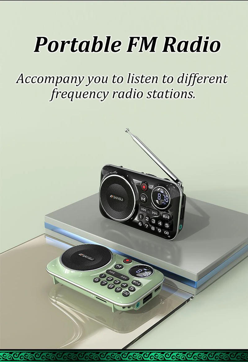 Description Picture 5 of itemFM Radio Bluetooth 5.0 Speaker Portable Mini Radio For The Elderly HiFi TF/USB MP3 Music Player Support Recordin Headphones Play