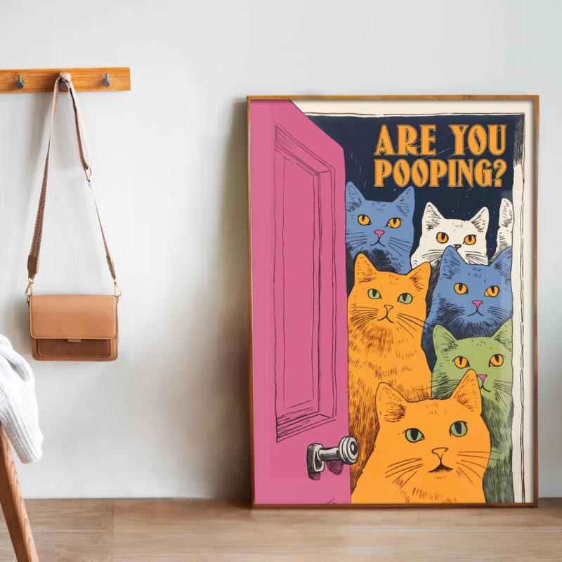 Description Picture 6 of itemBathroom Cat Print For Toilet Wall Art Print Funny Cat Print Maximalist Wall Art Bathroom Wall Art Toilet Poster Funny Posters