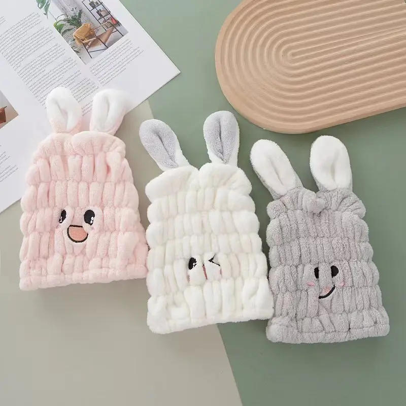 Description Picture 3 of itemWomen Cute Unicorn Coral Plush Cute Soft Thickened Dry Hair Hat Quick-Drying Baby Bath Hat Cartoon Children's Dry Hair Towels