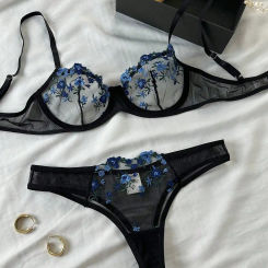 Erotic Embroidery Lace Babydoll Sensual Lingerie Lace 2024 Bra Set For Women Underwear Intimate Sexi Costumes Bra And Panty Set