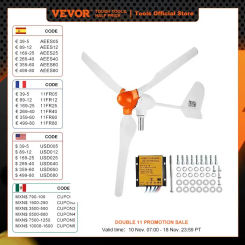 VEVOR 500W/800W Wind Turbine Generator 12V Wind Turbine Kit Wind Power Generator with MPPT Controller for Home Farm RVs Boats