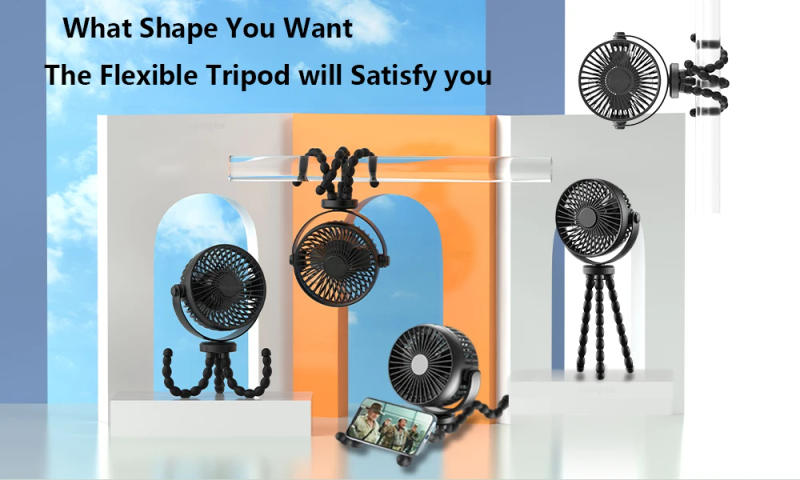 Description Picture 2 of itemPortable Fan Handheld Mini Octopus Fan Multifunctional Childrens Stroller Mini Fan Home Outdoor USB Charging Small Fan