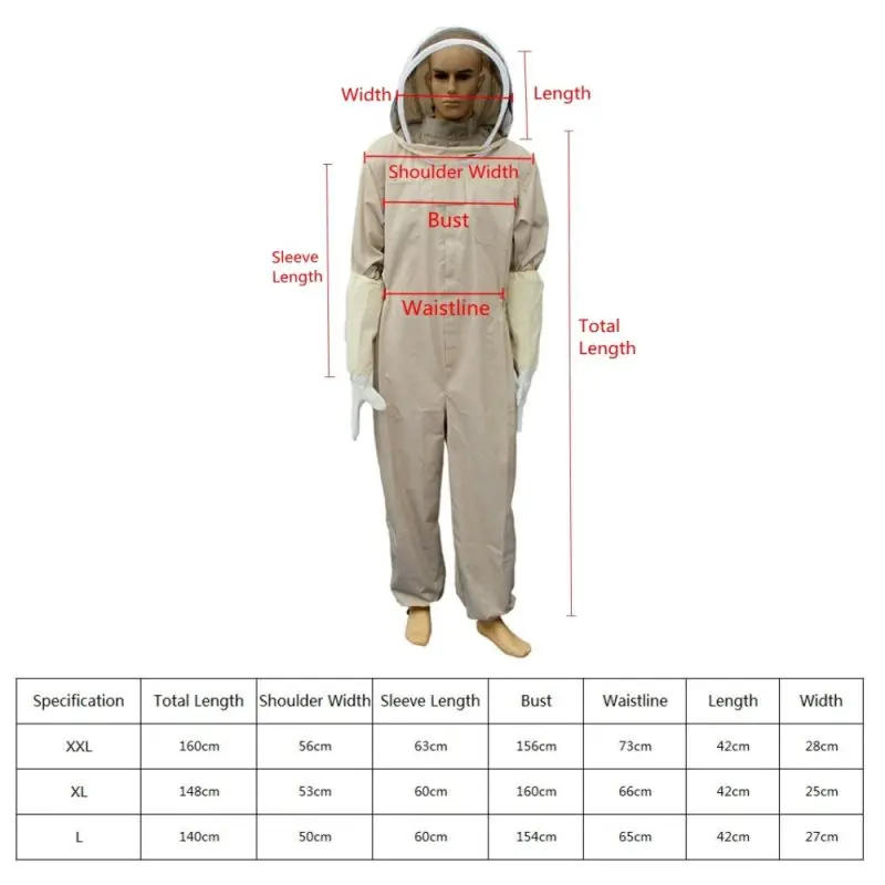 Description Picture 5 of item1Set Professional Ventilated Full Body Beekeeping Bee Keeping Suit With Gloves