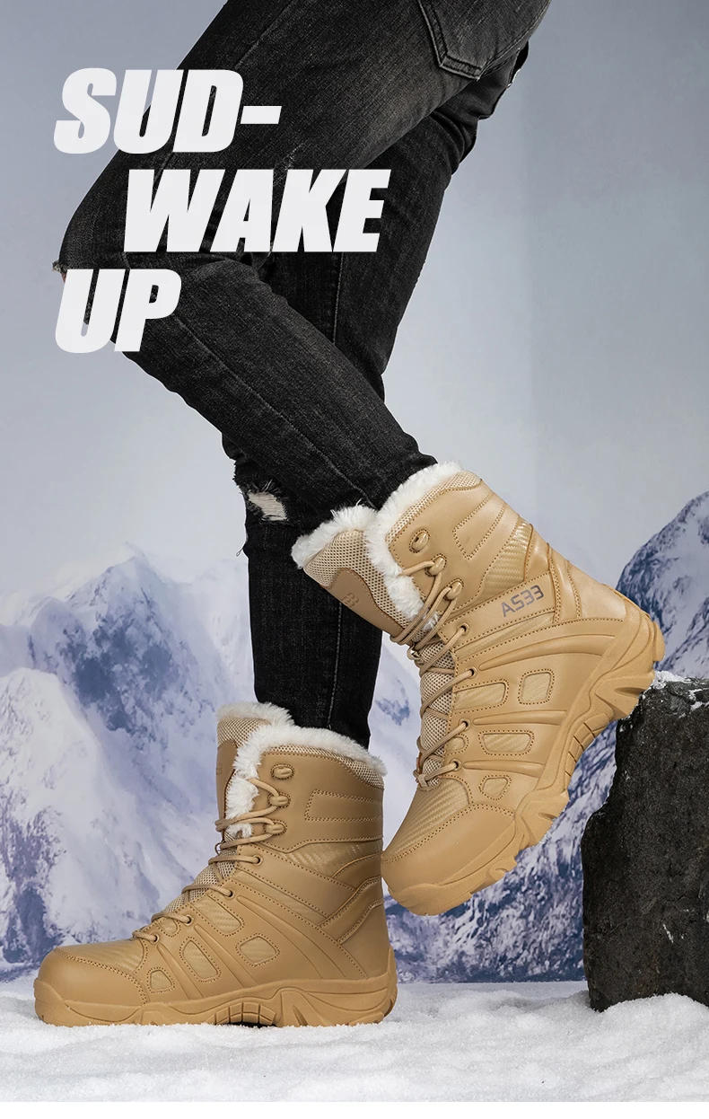 Description Picture 4 of itemNew Winter Casual Boot  Waterproof Warm Plush Snow Boots Men Women Trekking  Non-slip Hiking Shoes Botas Hombre Men Boots