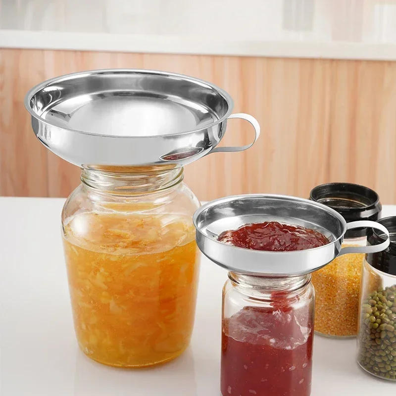 Description Picture 3 of item1PC Stainless Steel Wide Mouth Jar Funnel Jam Salad Dressing Wide Mouth Funnel Wide Mouth Oil Leak Multifunctional Kitchen Tool