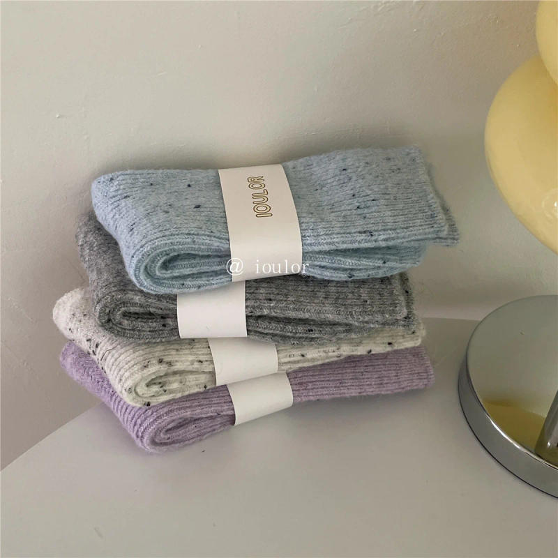 Description Picture 6 of itemSP&CITY Korean Fashion Winter Thickened Point Wool Socks Women's Cotton Solid Middle Tube Warm Socks Harajuku Cashmere Stockings