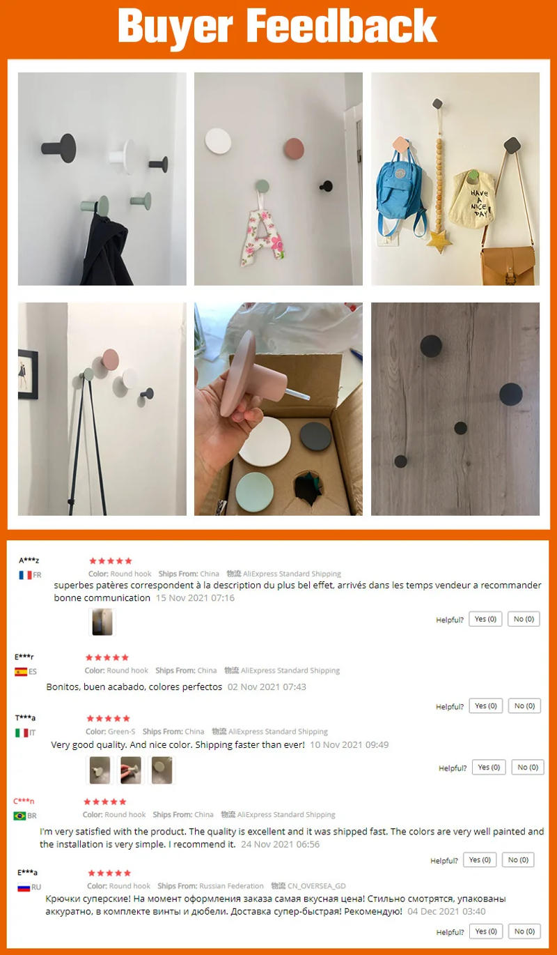 Description Picture 2 of itemWall Hooks Housekeeper on wall Coat Hat Hooks key box Clothes rack Hangers Round Hook decorative Mounted Wall decor