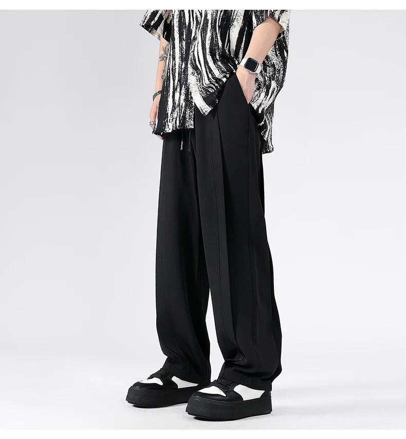 Description Picture 4 of item2024 Summer New Men's Pants Fashion Casual Pants Neutral Trendy Solid Color Wide Leg Pants