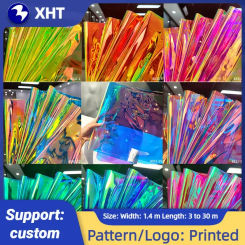 Iridescent Holographic Clear Transparent PVC Fabric Leatherette Laser Rainbow Film Vinyl Craft Bag Earring DIY Craft Supplies